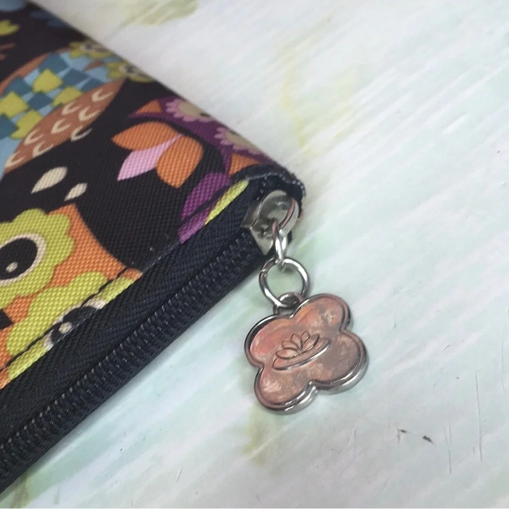 Lily Bloom Whimsical Give a Hoot Owl Print Zippered Wallet